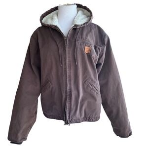 Cowgirl Legend Jacket Canvas Sherpa Lined Brown Western Workwear Hooded Coat